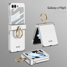 Load image into Gallery viewer, Electroplated hinge all-inclusive Case with Ring Front Screen Tempered Glass Protective Film For Samsung Galaxy Z Flip5 - mycasety2023 Mycasety
