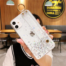Load image into Gallery viewer, Bling Glitter Wrist Strap Phone Case For iPhone 12 11 Pro Max XR XS Max X 7 8 6S 6 Plus 12Mini 11Pro Soft Transparent Back Cover
