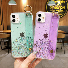Load image into Gallery viewer, Bling Glitter Wrist Strap Phone Case For iPhone 12 11 Pro Max XR XS Max X 7 8 6S 6 Plus 12Mini 11Pro Soft Transparent Back Cover
