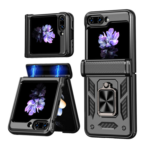 Magnetic Samsung Z Flip 5 Case with Spring Hinge Cover Z Flip 5 Metal Ring Stand Phone Case - mycasety2023 Mycasety