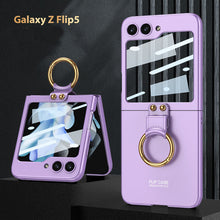 Load image into Gallery viewer, Electroplated Samsung Galaxy Z Flip 5 Case with Front Screen Tempered Glass Protector and Ring - mycasety2023 Mycasety
