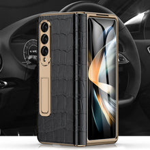 Load image into Gallery viewer, Handmade Leather Crocodile Pattern Phone Case With Back Screen Protector For Samsung Galaxy Z Fold4 5G
